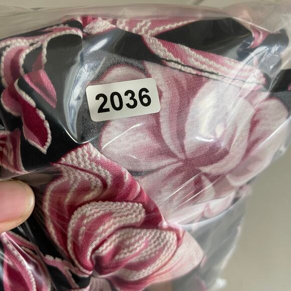 Pink Floral Front Twist Midi Stretch Textured Dress Romantic 90s Career Wear - Picture 11 of 12